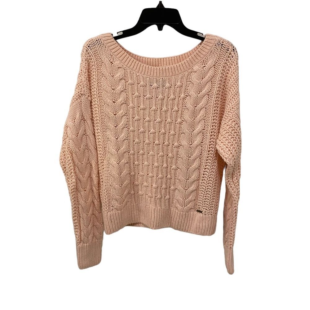 Abercrombie & Fitch Pink Cable Knit Bobble Popcorn Boatneck Sweater Medium